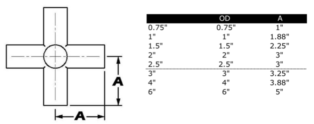 Weldable 6-Way Cross - Image 2